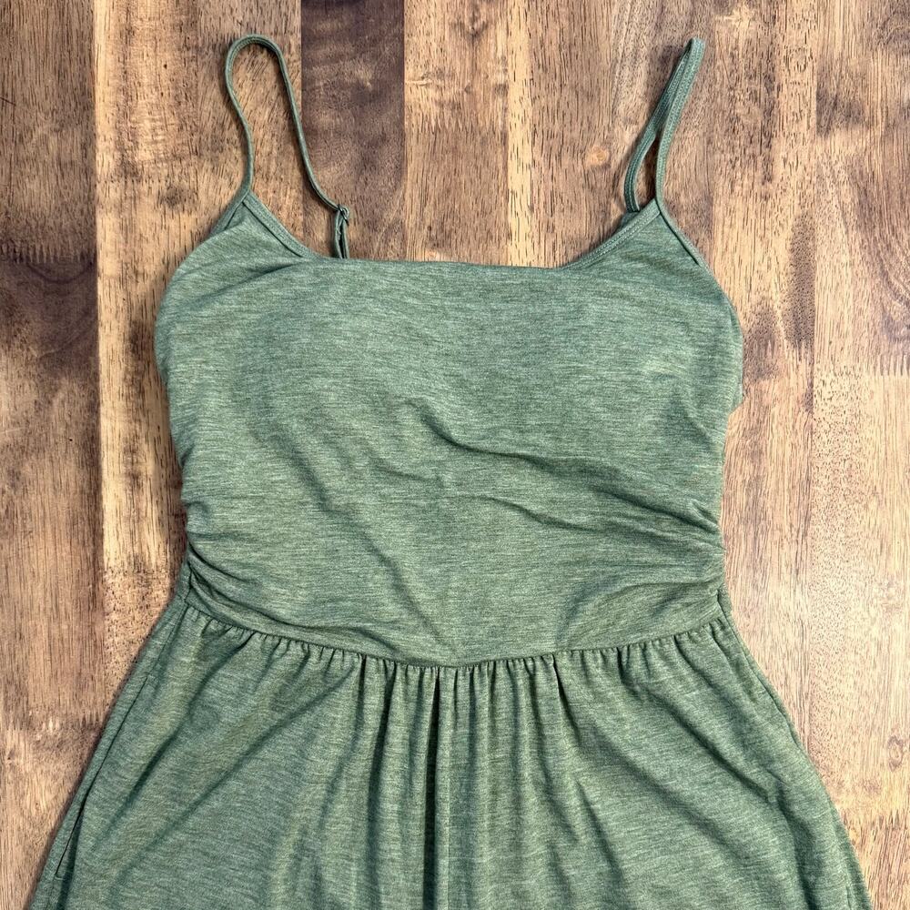 Halara Jumpsuit Adjustable Straps Ruched Wide Leg Light Green Floral Yarn Small - Picture 12 of 14